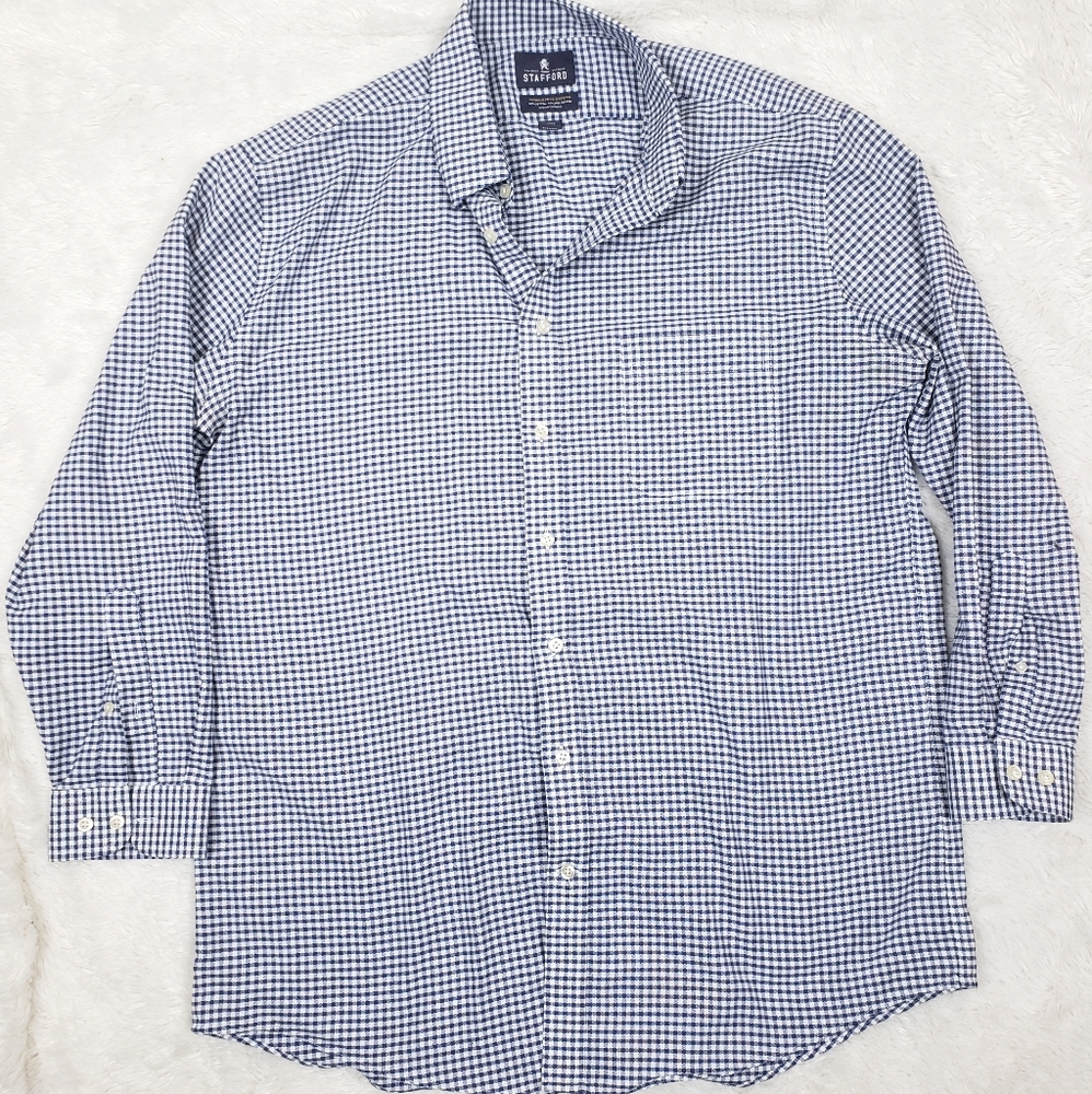 Stafford fitted wrinkle free checkered dress shirt